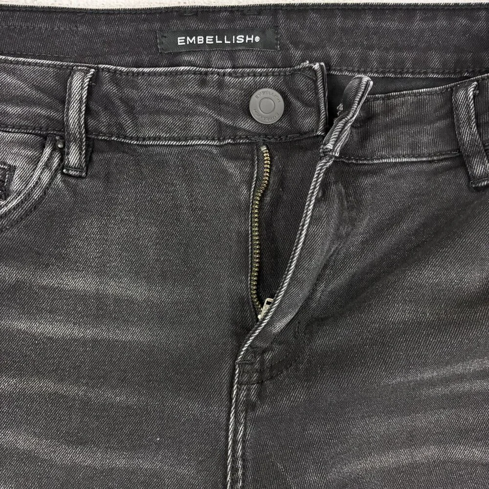 Embellish Mens Black Distressed Skinny Jeans With Colorful Patches Size 34 - Picture 13 of 16